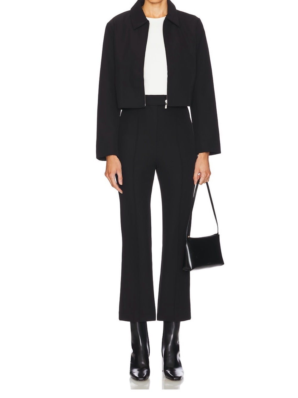 L'Academie Black Boot-Cut Cropped Dress Pants